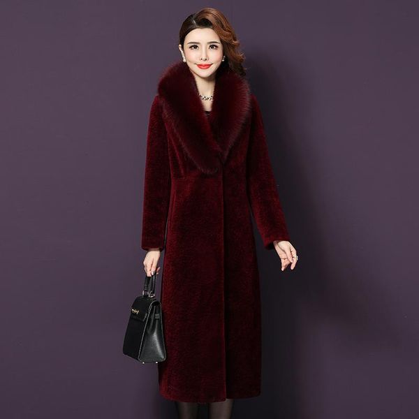 

women's fur & faux plus size autumn winter women warm thick coats female collar elegant lady jacket coat, Black
