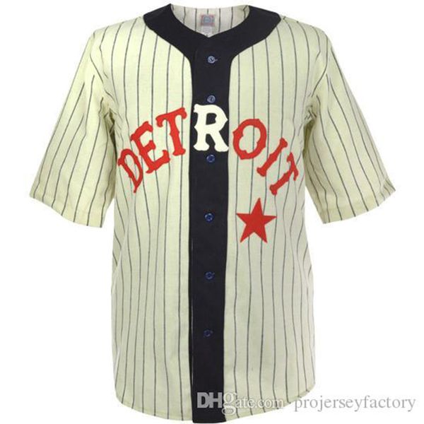 Detroit Stars 1920 Home Jersey Maglia da baseball del film vintage Tutti i ricami Ed per l'ordine della miscela giovanile delle donne degli uomini