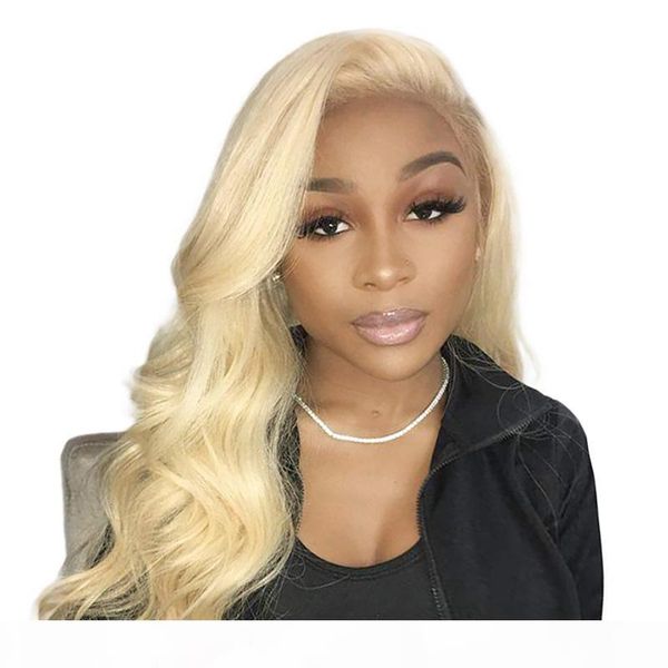 

platinum blonde wig for women body wave pre plucked virgin brazilian hair 613 blonde full lace wig human hair with baby hair, Black;brown