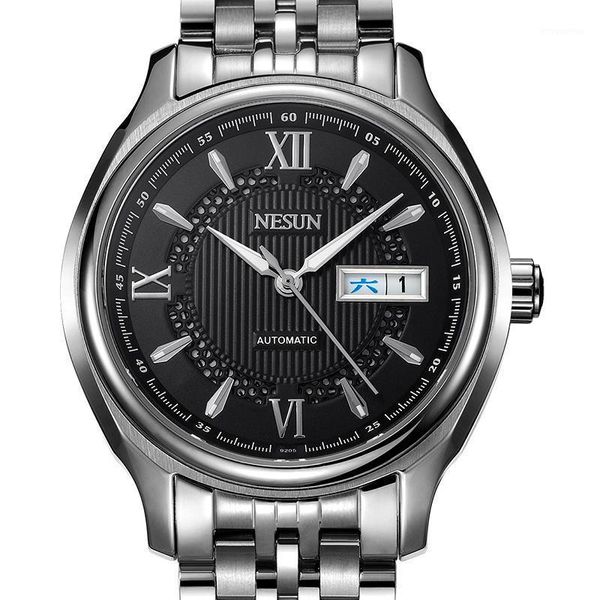 

switzerland nesun japan import nh36a auto movement watch men men's watches sapphire full stainless steel n9205-81, Slivery;brown