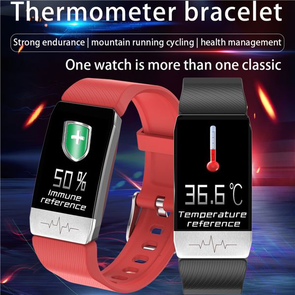 

t1 smart watch temperature measure ecg smartband heart rate blood pressure monitor weather forecast drinking remind bracelet