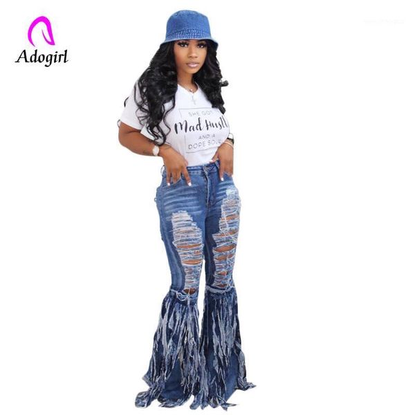 

women's jeans distressed women hole hollow out denim pants retro solid ripped flare trousers street skinny high waist pants1, Blue