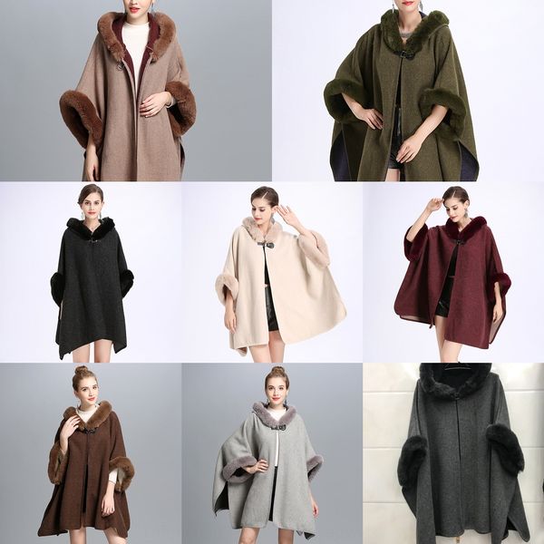 

1108#2020 autumn winter new loose hooded knitted cardigan knitted cape cape overcoat shawl shawl woman dyyp6, White;black