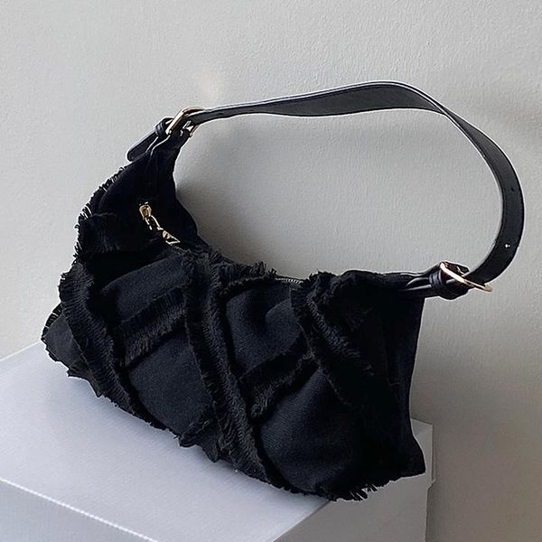 

totes canvas plush grils half-moon bag retro female shoulder niche design ladies handbag 2021 fashion crossbody and purses