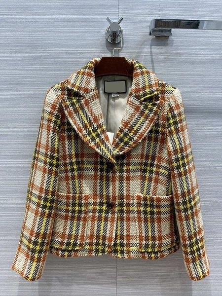 

women's suits & blazers high-end brand woman jacket 2021 early spring british retro plaid notched jackets fashion single breasted short, White;black