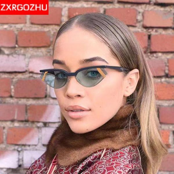 

sunglasses fashion half frame cat eye for women retro mirror sun glasses men brand designer colorful lens moda masculina1, White;black