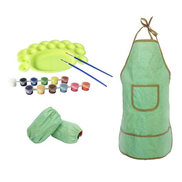 

art craft drawing painting & coloring set with waterproof apron, oversleeve, palette, paints and brush kits kids educational learning toy