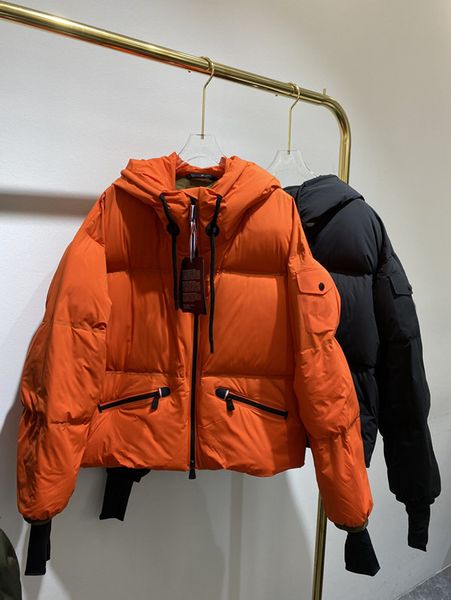 

white orange women snow ski suit down jacket brand designer hooded mountaineering short style windproof coat thickened windproof jackets war, Black