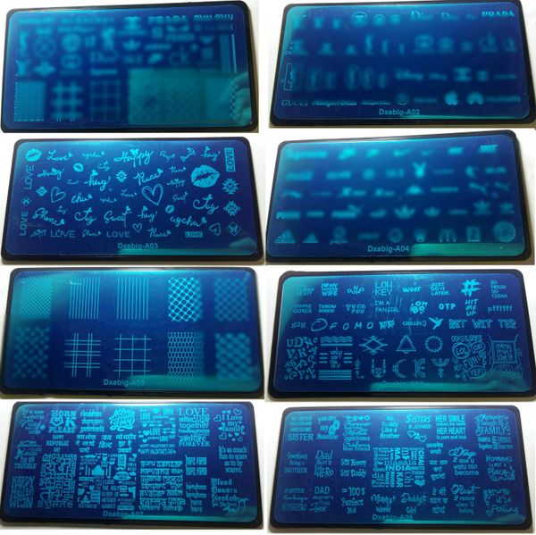 

20pcs mixed designs logo brand love kiss anime kitty cat china chinese style words nail art stamping plate stamp image transfer polish templ, White