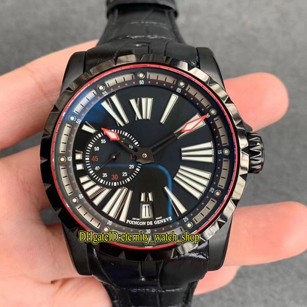 

version tbf excalibur 45 black dlc coated titanium alloy case dbex0542 rd640 automatic 28800vph mens watch leather strap sport watches, Slivery;brown