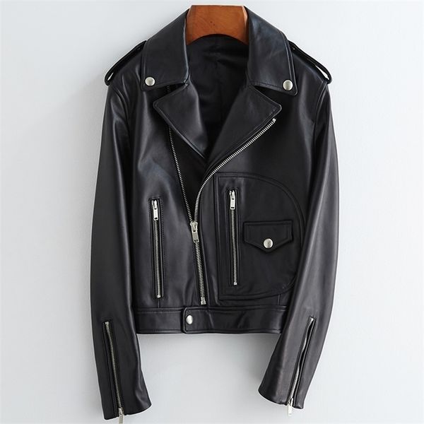

nerazzurri short red black faux leather jacket women long sleeve plus size leather biker jacket women spring motorcycle jacket 201223