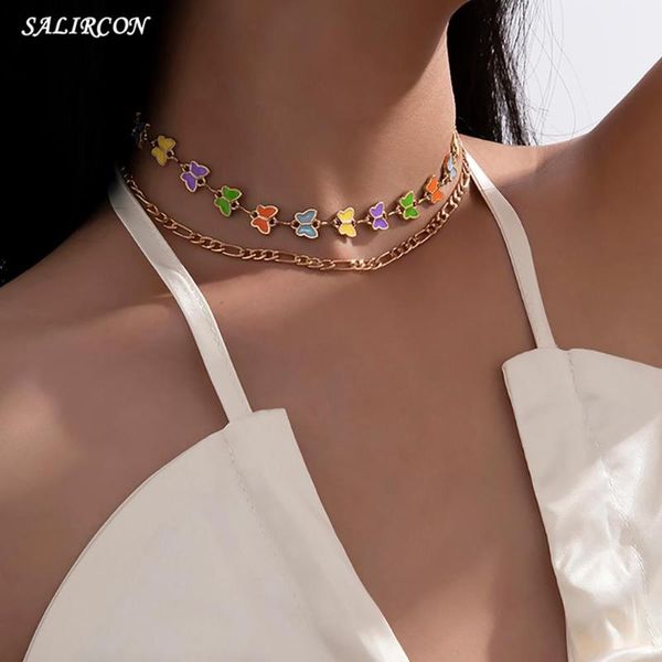 

salircon boho gold color butterfly chain necklace for women kpop charm thin choker necklace for girls jewelry gifts 2021 trend, Silver