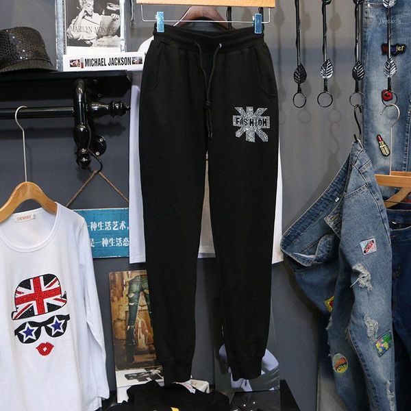 

loose 5xl plus size sweatpants women 2020 spring autumn haren pants tide frenulum waist fashion casual ladies' trousers c11001, Black;white