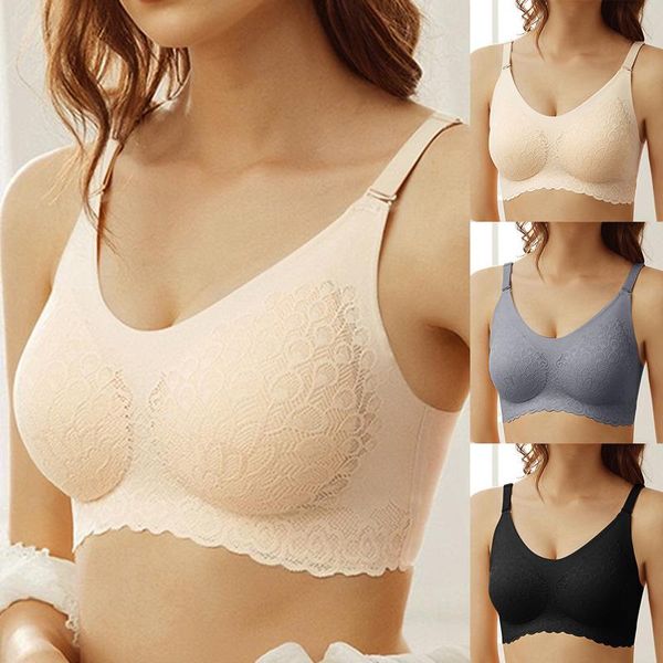 

1/2/3pcs women lace bra gathered bralette female bra wireless underwear push up lingerie, White;black