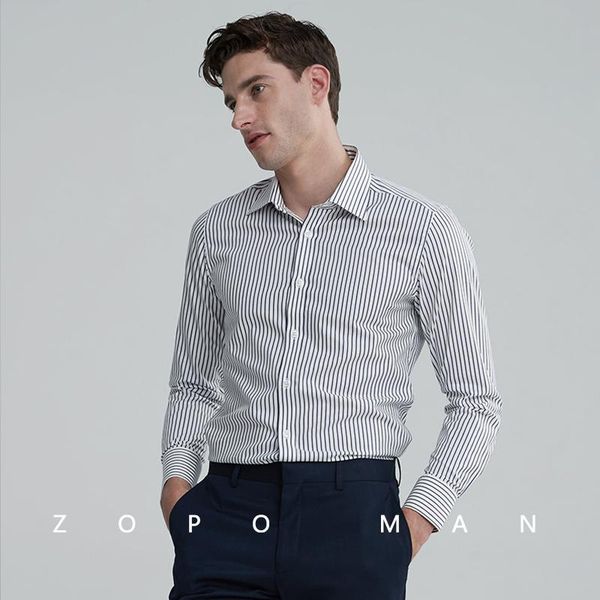 

formal shirts for men striped long sleeved non-iron slim fit dress shirts, White;black