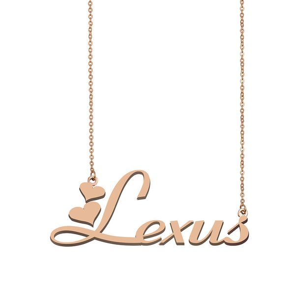 

lexus name necklaces pendant custom personalized for women girls children friends mothers gifts 18k gold plated stainless steel, Silver