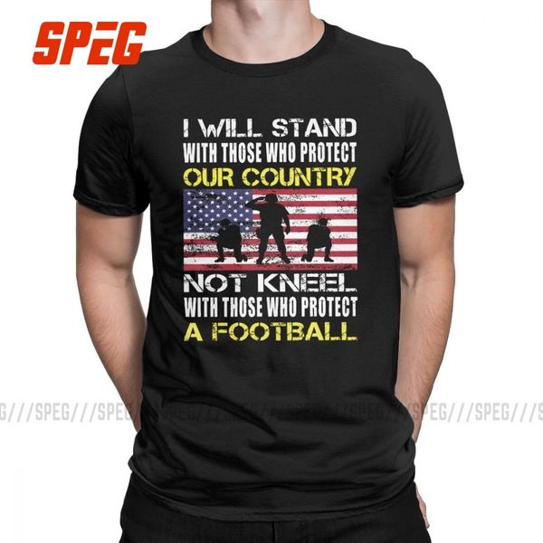 

sport the flag not kneel with football players t shirt men american stand for the usa flag i don't kneel t-shirt 100% cotton tees
