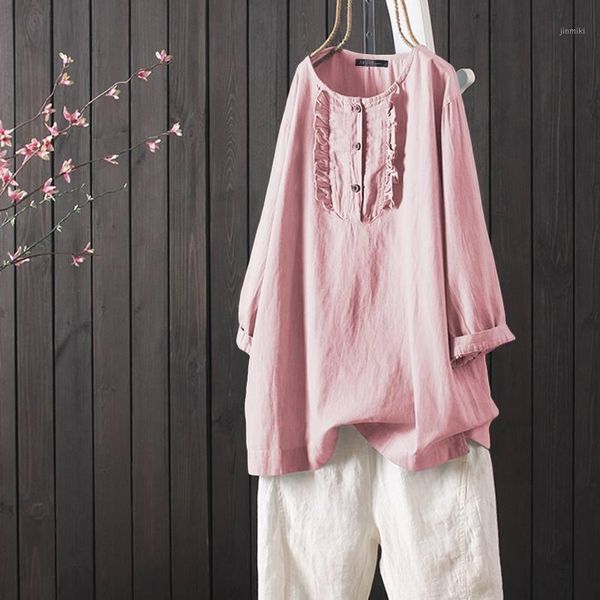

elegant ruffle shirts women's spring blouse 2020 zanzea casual long sleeve shirts female button blusas plus size cotton tunic1, White