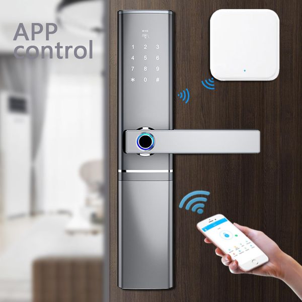 

biometric fingerprint door lock intelligent app door lock bluetooth wifi gateway homelock passcode rfic card smart lock gray d8