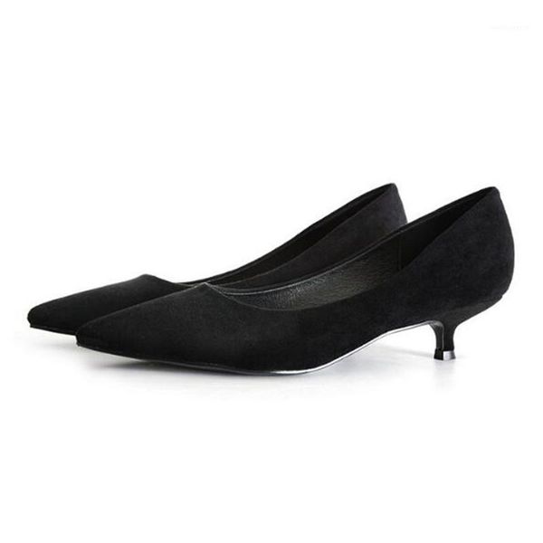 

office & career thin high heels pumps women shoes women pumps flock slip on 3.5cm pointed toe shallow zapatos de mujer heels1, Black