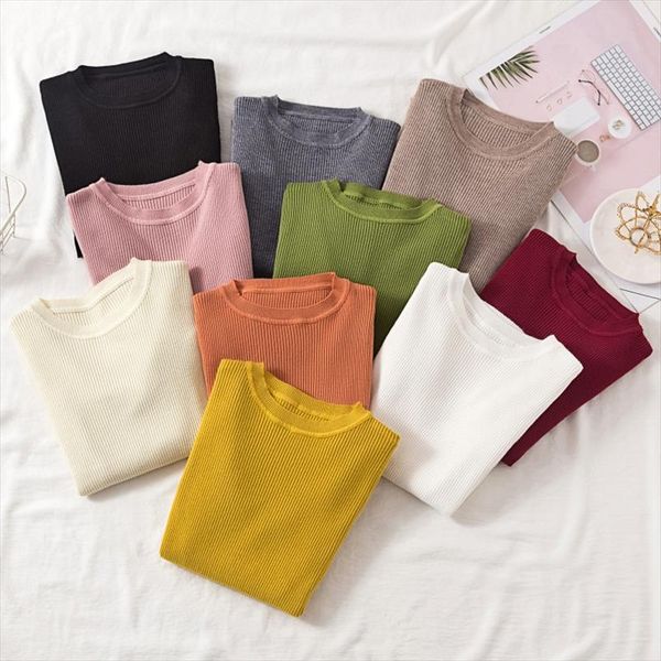 

2020 casual o neck basic autumn winter slim sweater women solid knit sweater pullovers long sleeve soft female jumper top, White;black