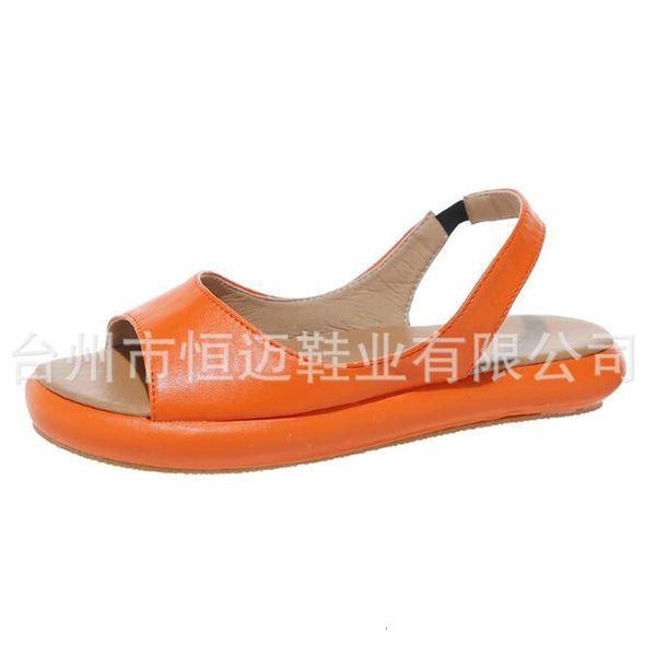 

2021 new fish mouth flat size large shoes casual fashion women's sandals 4r5p, Black