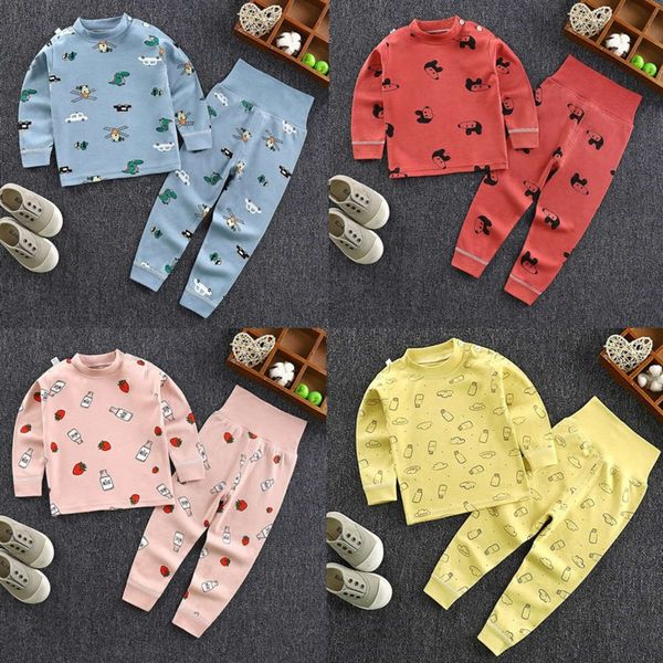 

protecting baby's high waist belly cotton baby cloth autumn pants children's underwear set boy's and girl's pajamas, Blue;red