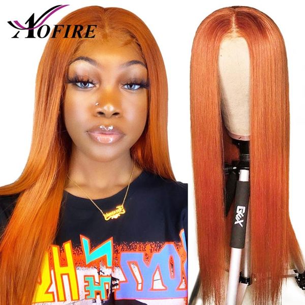 

lace wigs orange colored straight wig brazilian remy hair front human for black women transparent bleached knots, Black;brown