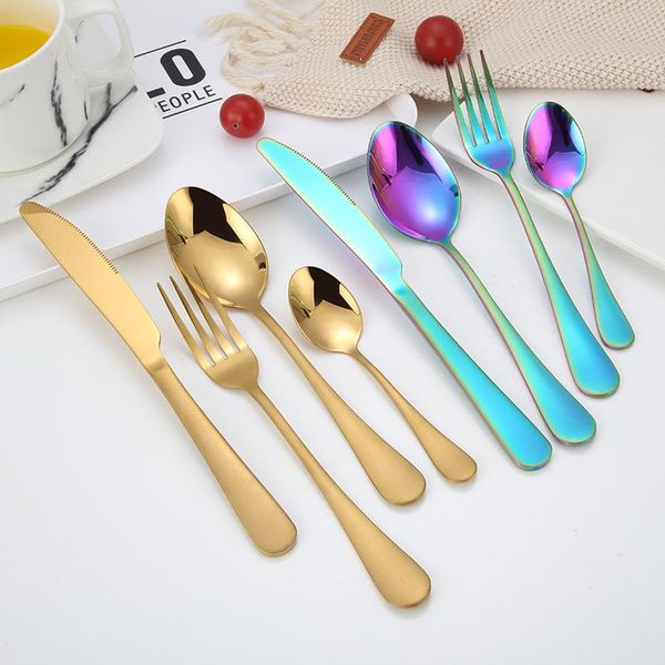

forks knives spoons stainless steel silverware set tableware set cutlery knives sets tea spoon dinner wedding tableware set h wmttac