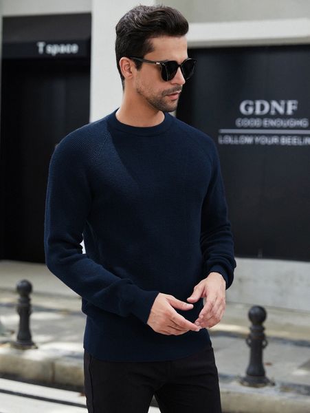 

men solid raglan sleeve sweater u8wa#, White;black