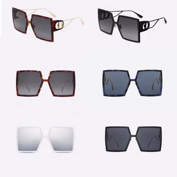 

female designer sunglasses 30montaigne oversized frame ladies personality sunglasses square frame metal temples fashion glasses quality, White;black