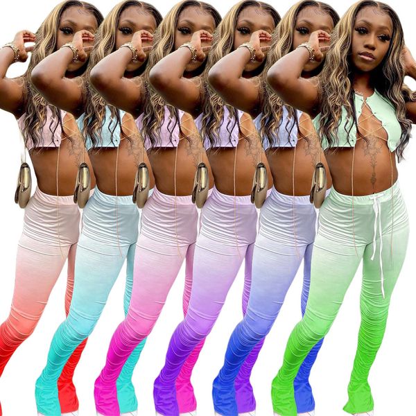 

summer two piece set women metal chain strap crop and pants set, Gray