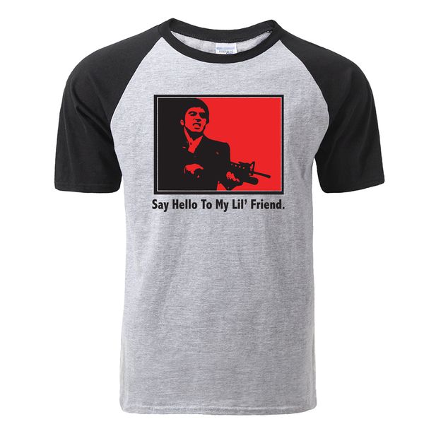 

sport retro classic scarface movie t shirt say hello to my lil-friend funny raglan tshirt men cool summer cotton short sleeve tshirts
