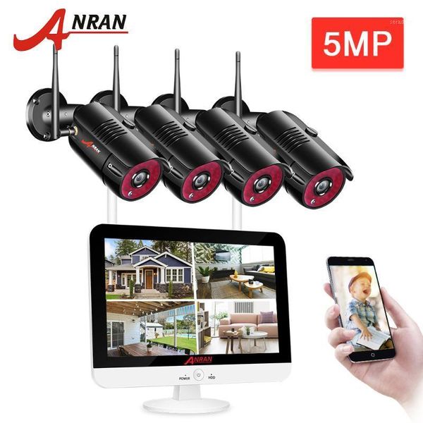 

anran 5mp cctv video surveillance kit home security camera system 12 inch monitor nvr kit 1920p outdoor night vision wifi camera1
