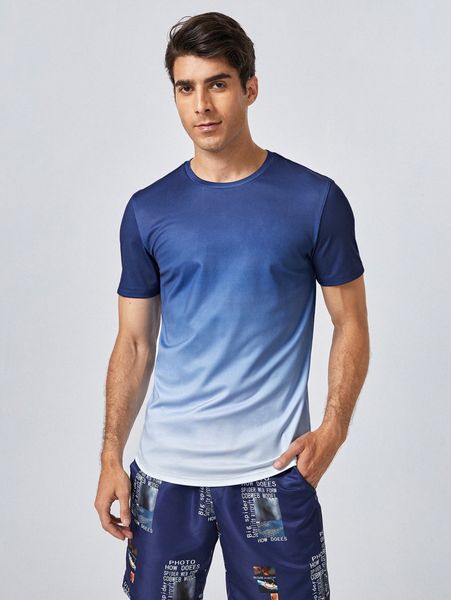 

men round neck ombre tee z85a#, White;black