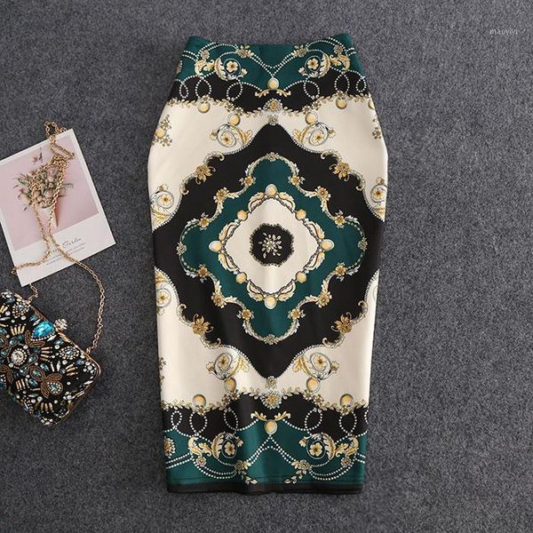 

women skirts summer print flowers pencil skirt casual skirts knee-length plus size faldas mujer moda jupe femme1, Black