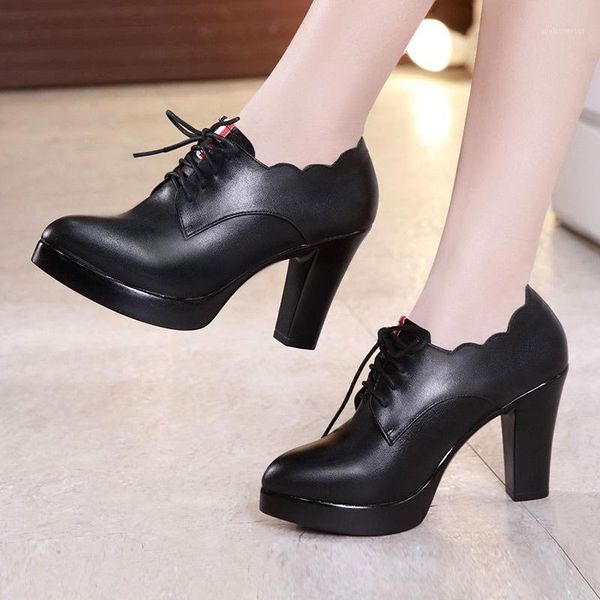

korean version of high-heeled women's shoes 2020 autumn and winter thick with large size pointed straps fashion shoes deep1, Black
