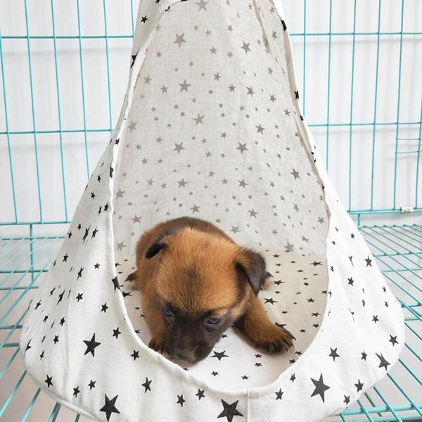 

cat beds & furniture hammock hanging bed tent cone shape breathable linen sponge cage cover pet supplies