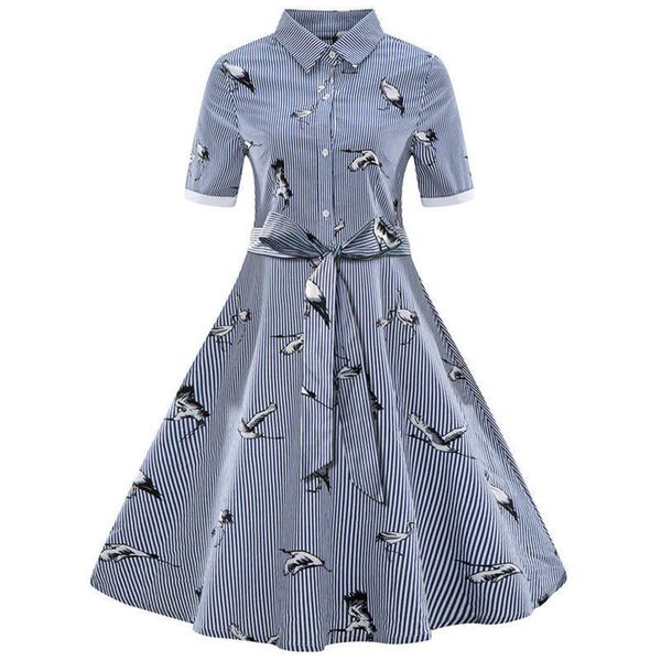 

lapel new stripe dress skirt hepburn, Black;gray