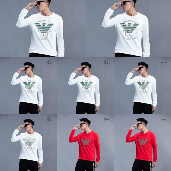 

printed sweater drill crew neck sweater fashion trend men's wear fall 2020 new men's long sleeve moicr, Black