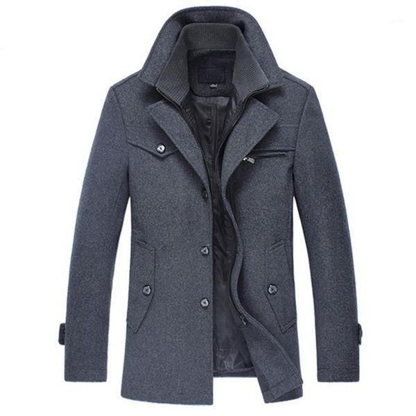 

winter new men's woolen coat warm coat down jacket wool cotton-padded warm 1, Black