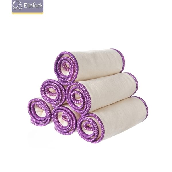 Elinfant 10 / Pz 3 strati di pannolini con bordo viola in cotone di canapa Inserto per pannolini lavabili riutilizzabili super morbidi 35ￗ13,5 cm 201117