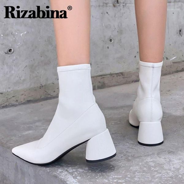 

boots rizabina size 33-41 women ankle pointed toe high heel shoes winter warm short lady fashion daily footwear1, Black