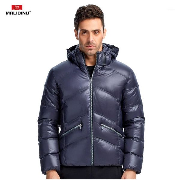 

malidinu 2019 new down jacket men winter down coat mens thick warm hooded jackets brand 70%white duck outwear men -30c1, Black