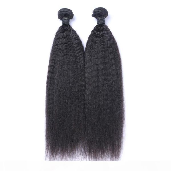 

brazilian kinky straight human hair bundles unprocessed remy hair weaves double wefts 100g bundle 2bundle lot hair extensions, Black