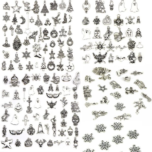 

10/20/30/50pcs christmas halloween charm antique charms pendants fit bracelet jewelry making accessories