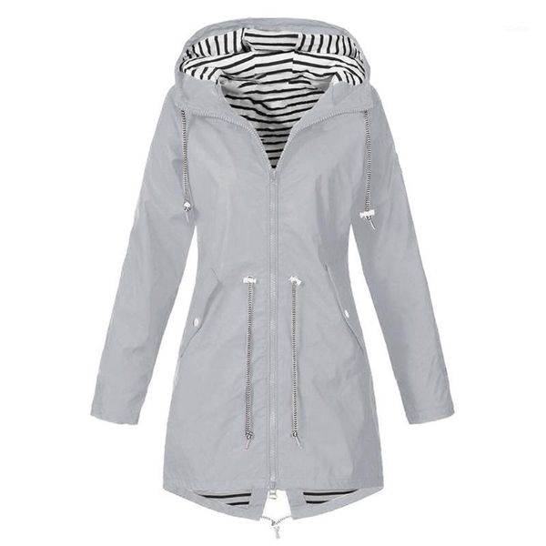 

women's jackets hirigin casual waterproof women long-sleeved zip outdoor loose coats wind rain forest hood jacket1, Black;brown