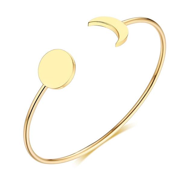 

bracelet stainless steel sun moon opening bracelet woemen gold filled women titanium steel jewelry christmas gift, Black