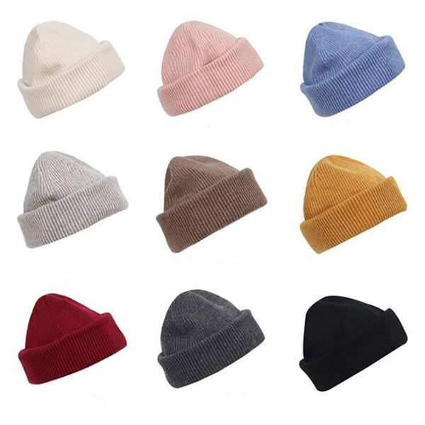 

artificial wool beanie caps lady knitted cashmere thick warm couple lovers parent-child hats tide street hip-hop wool cap wy898, Yellow