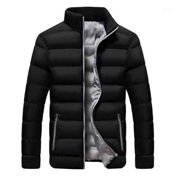 

2021 autumn winter men down jackets slim windbreaker outwear jacket thick zipper coat warm trench coats men clothing new1, Black